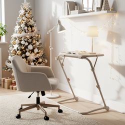 Homy Casa Baseline Adjustable Folding Table Desk for Gaming, Work & Study,Beige