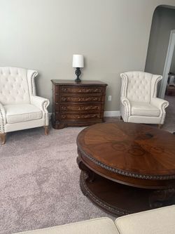 Pair of Cream Wingback Chairs - Good Condition, Very Comfortable!  Must Sell Fast - $550