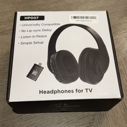 Wireless Over-Ear TV Headphones for Seniors with ANC, Bluetooth 5.3 & 3-in-1 Transmitter (USB/RCA/AUX) for Non-Bluetooth TVs, 35H Playtime, 220g Light