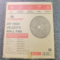 Brand New! SureSpeed 20" High Velocity Wall Fan 120V