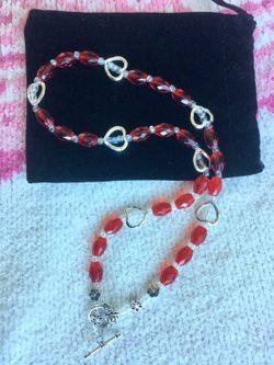 Heart necklace 💖 Fashion jewelry crystals& glass beads & rose clasp