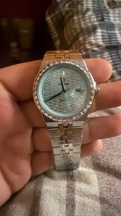 Silver Dress Watch with Crystal Bezel