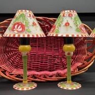 Hand Painted Yellow/Green/Orange Holiday Tea Light Candle Holders Set of 4