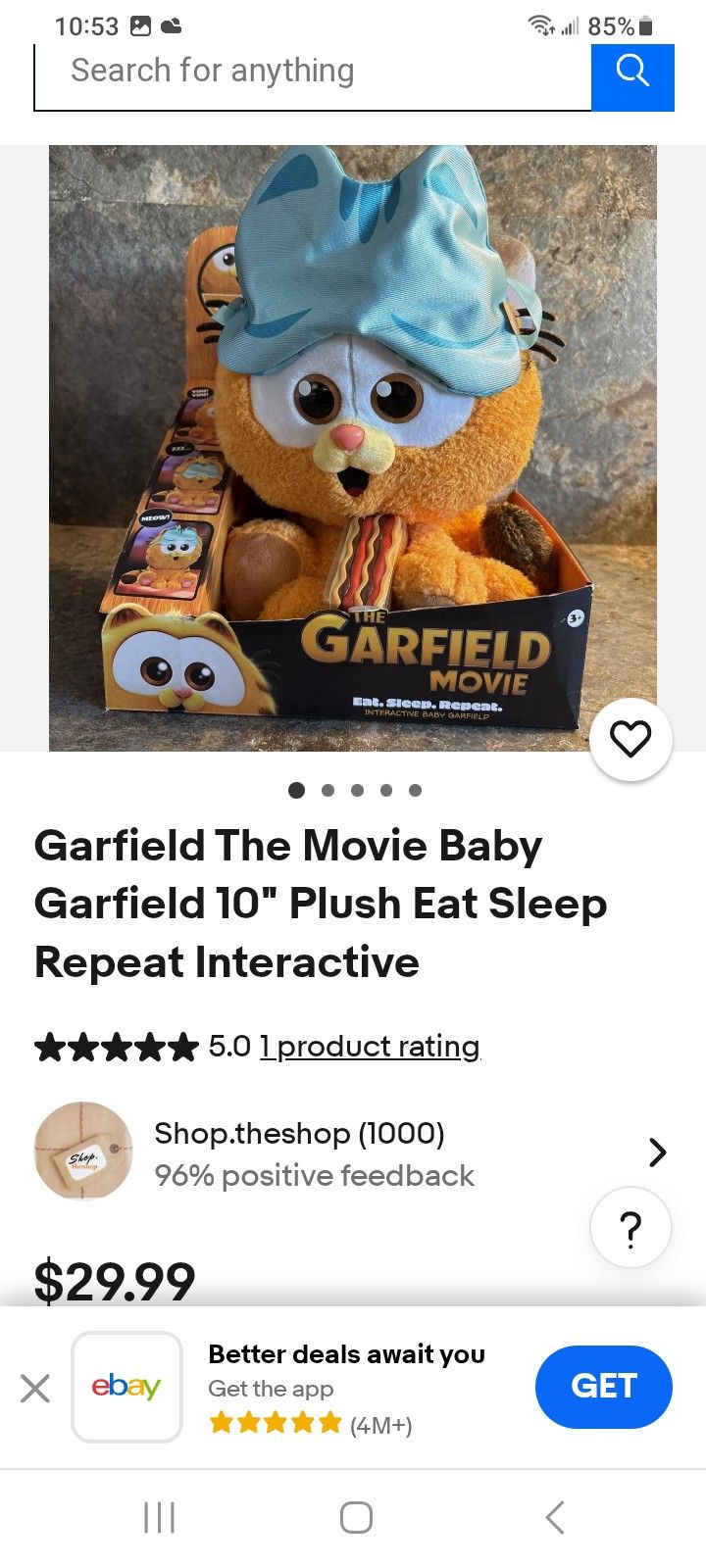 Garfield The Movie Plush Animal