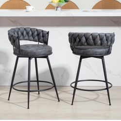 24'' 360° Swivel Barstools Counter Bar Stools Set of 2. Grey