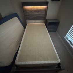 Twin Bed Frame  Night Stand And Cabinet 