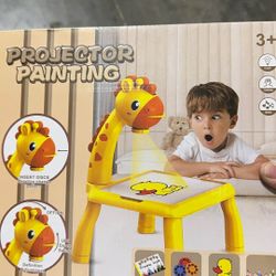 Projector Painting Table For Kids 24 Patterns, 3 Slides & 12 Water Pen, Yellow