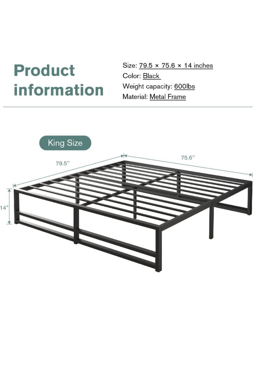 King Bed Frame (regular Use) 14inches Tall
