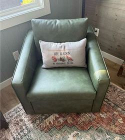Olive Faux Leather Swivel Accent Chair