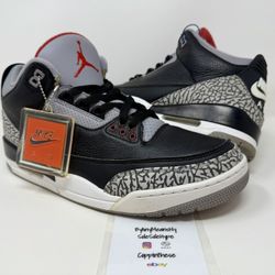 USED 2018 NIKE AIR JORDAN RETRO BLACK CEMENT 3 III SIZE 12