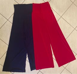 Women High Waist Wide Leg Palazzo Pants Medium Stretch Lounge Yoga Navy Red