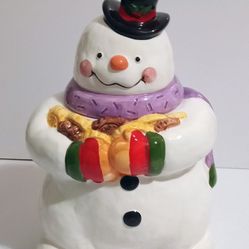 Earthenware Ceramic Snowman Cookie Jar
