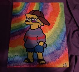 Lisa Simpson painting glows in blacklight