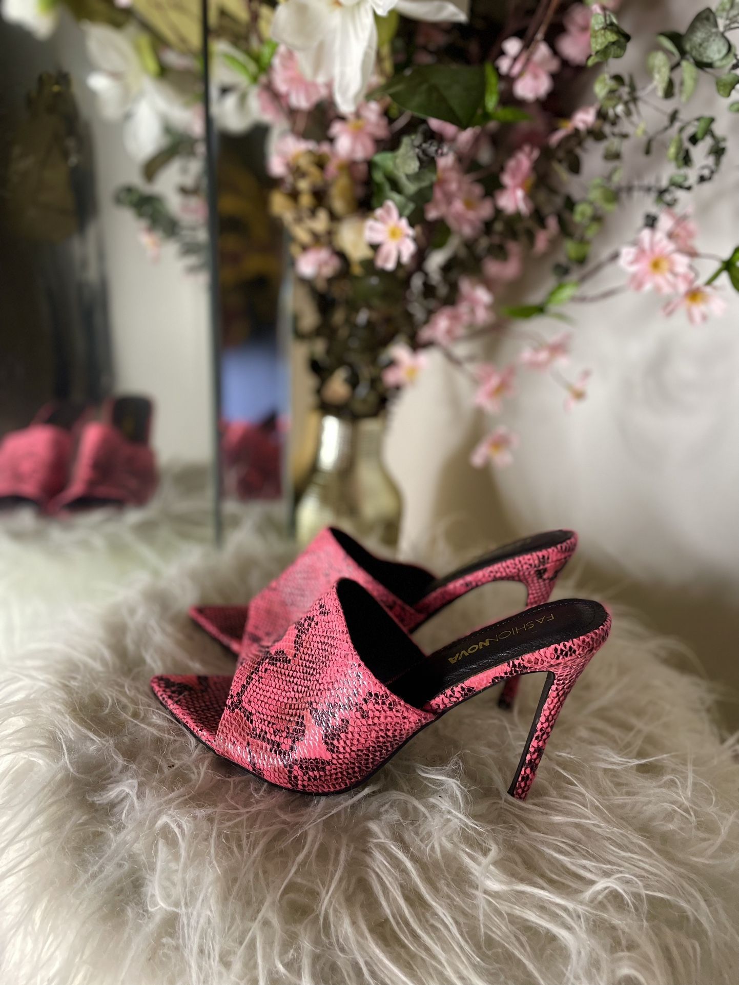 Pink Snake Skin Heels 