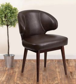Set Of 2 Faux Leather Cushioned Side Chair in Brown