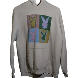 Gildan Heavy Blend Playboy Hoodie Hooded Sweatshirt Tan Size Large