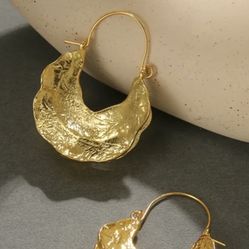 Alloy Gold Nugget Hoop Earrings 