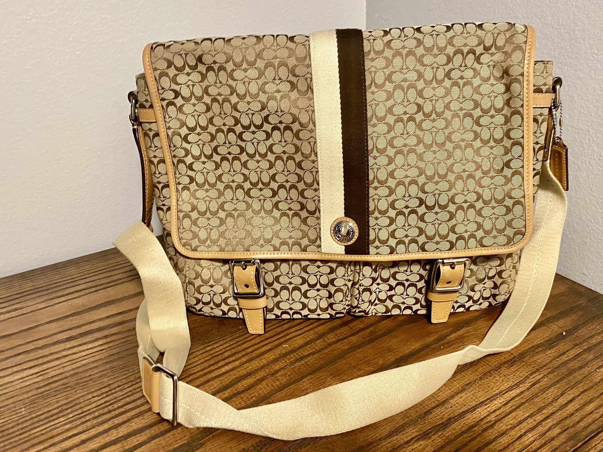 Coach Signature Messenger Bag – Tan & Brown