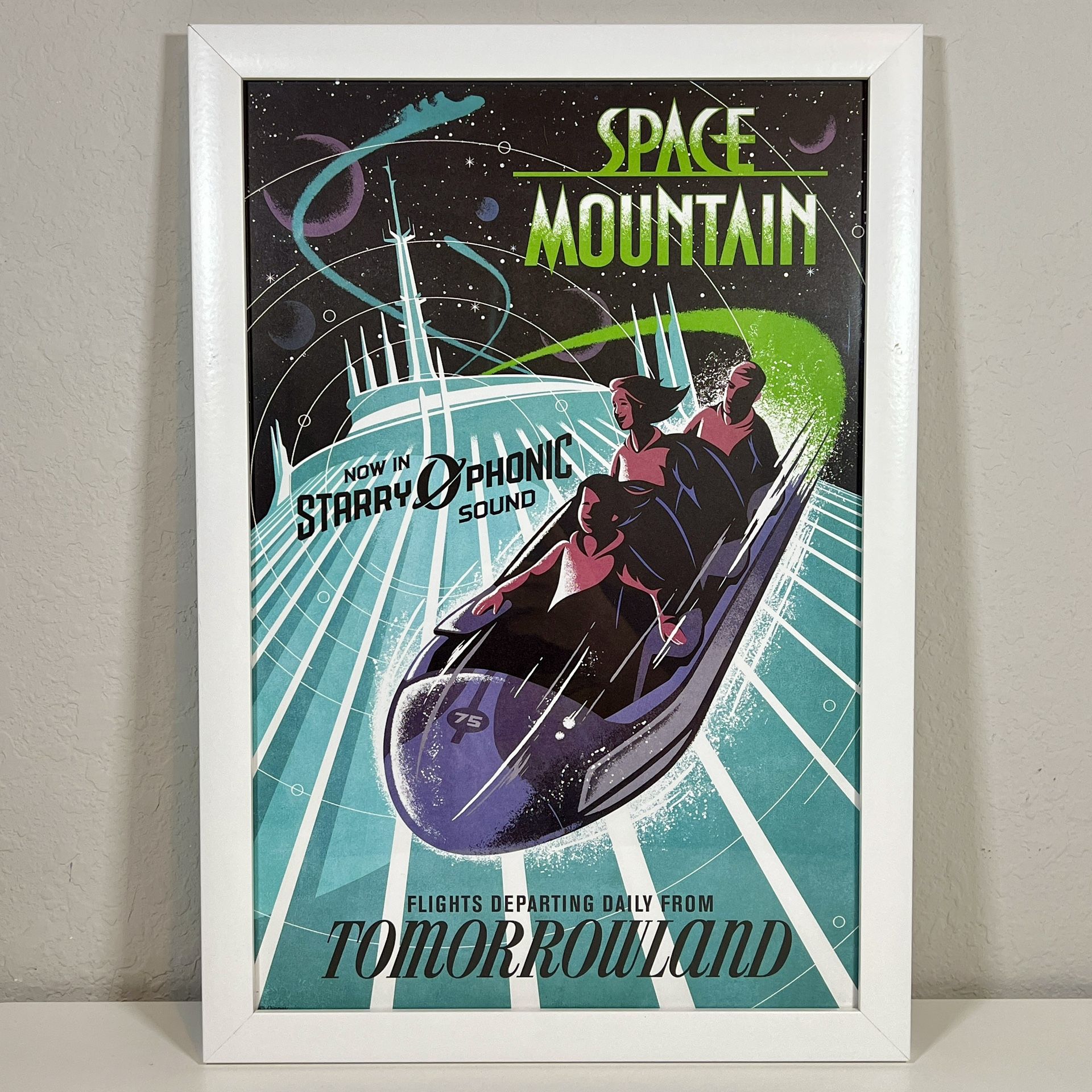Disney Space Mountain Tomorrowland Poster WDW Framed Art 19.5x13.5