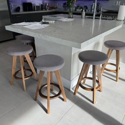 Walnut & Grey Fabric Counter & Bar Stools 