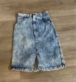 Acid Wash Denim Midi Skirt