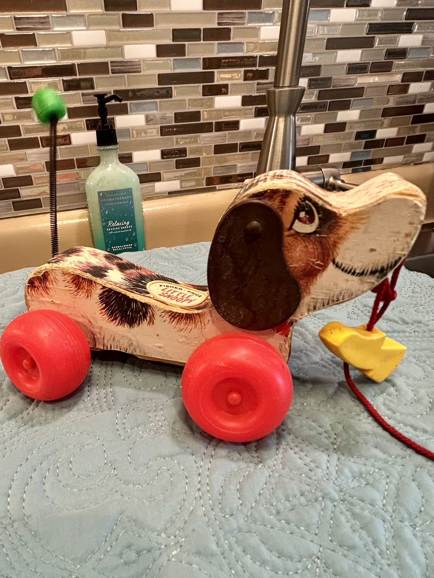 57 yr old Vintage Fisher-Price Little Snoopy pull toy Circa 1968 (what memories)