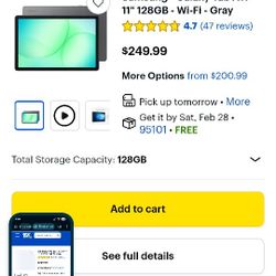 Brand New Samsung - Galaxy Tab A11+ - 11" 64GB- Wi-Fi - Gray, retails $280 after tax, will sale for $245 quick sale, pick up San Jose CA 

$245