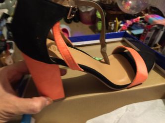 Brand new Orange/Black block heeled shoe size 11