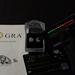 6.5mm Screw Back 925 Pure Silver 18K White Gold Moissanite Stud Earrings with GRA