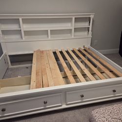 Full size bed frame with drawers