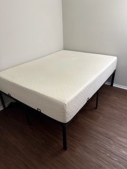 Full Mattress with Black Metal Bed Frame