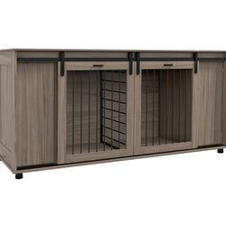 71" Modern Dog Kennel Furniture~NEW IN BOX~w Removable Divider, Storage~2 Small Dogs or 1 Large Dog