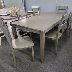 7PCS GREY COLOR DINING SET.