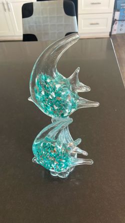 Vintage mcm angelfish teal blue