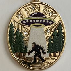 UFO Big Foot Sasquatch Abduction Charm Pendant Necklace - NEW Jewelry