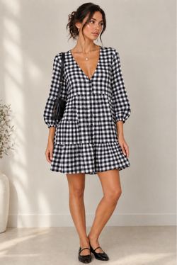 H&M Black and White Gingham Mini Dress