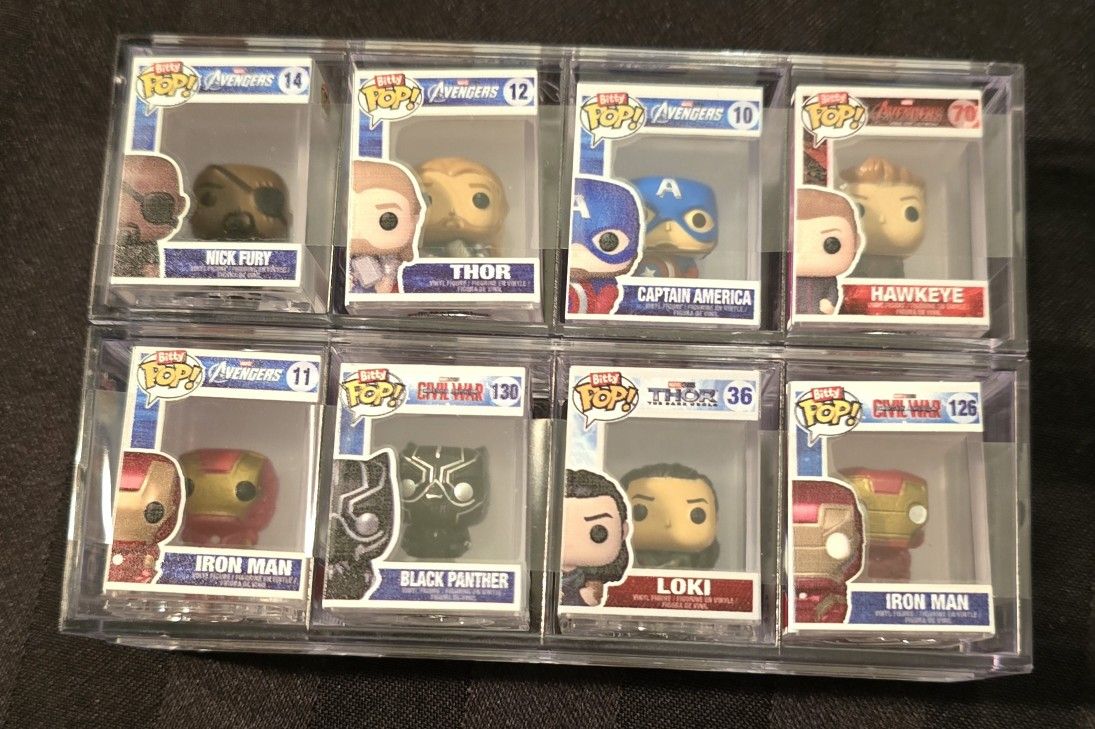 Bitty Pop Funko Lot Of 8, 5 Avengers, 1 Thor & 2 Civil War