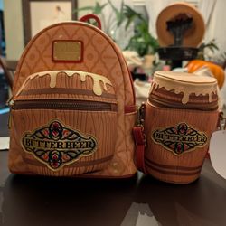 LOUNGEFLY HARRY POTTER BUTTERBEER Backpack + Purse SET