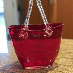 Red Glass Purse Vase