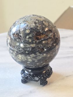 0.7 lb (324g) Sparkle Druzy Ocean Jasper Sphere Quartz Crystal