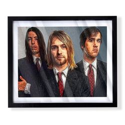 Art piece of the band nirvana in black Frame