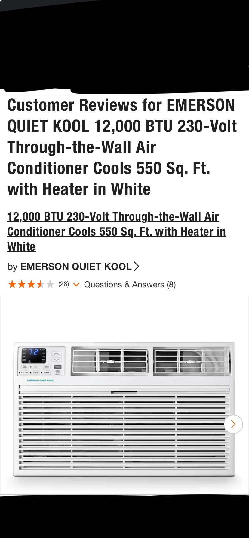 EMERSON QUIET COOL …12,000 BTU AC/heater