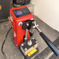 0.5T Hydraulic Heat Press Machine, 900w Mini Manual High Pressure Stamping Machine w/ 2.36'' X 4.72'' Dual Heated Plates & LCD Controller Heavy Duty P