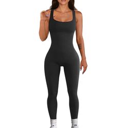 Ribbed One Piece Workout Bodysuit 