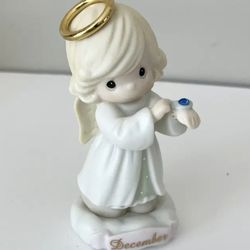 Vintage Circa 1996 "Precious Moments" December Angel Figurine~Angel Birthday Birthstone December Topaz