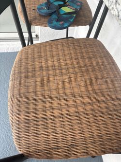 Wicker Patio Chairs with Black Metal Frame