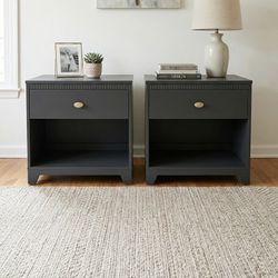 XL Stunning Modern Charcoal & Gold Nightstands - Pair
