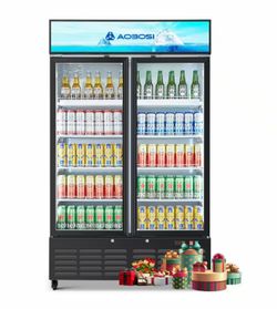27 cu. ft., 44 in. Commercial Display Fridge w/ Customizable Lightbox Merchandiser Refrigerator in Black, ETL Certified