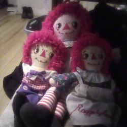 Raggedy Ann Dolls And One Andy Doll