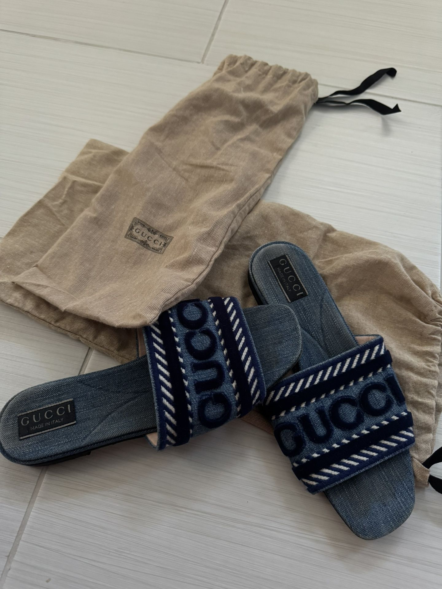 Gucci Denim Slides